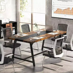 Moderna Scrivania Direzionale Grande, Scrivania da Ufficio per Computer con Telaio in Metallo Spesso, Spazioso Tavolo da Conferenza Commerciale per Ufficio, Studio