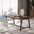 Okak Modern Large Executive Desk Office Computer Desk with Thick Metal Frame,Spacious Business Conference Table for Office,Studio