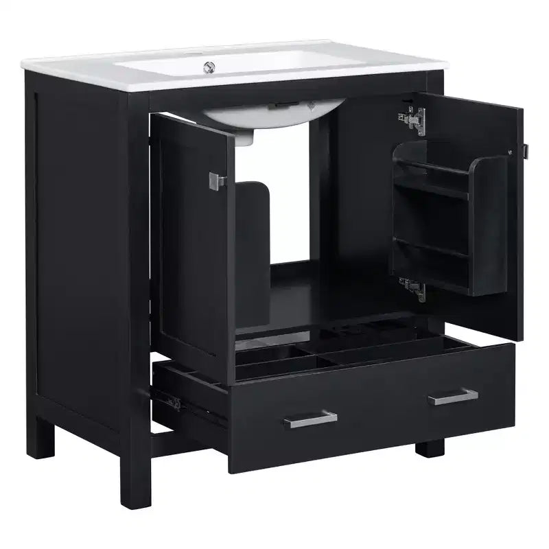 Mobile bagno a doppia lavabo 48 Vintage, con ante a chiusura ammortizzata e ripiano