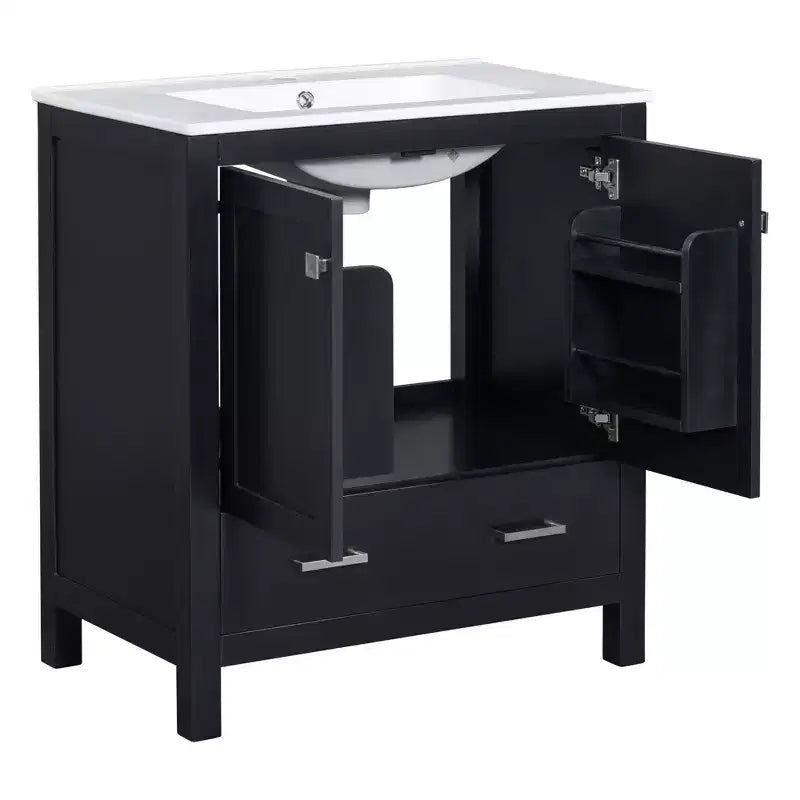 Mobile bagno a doppia lavabo 48 Vintage, con ante a chiusura ammortizzata e ripiano