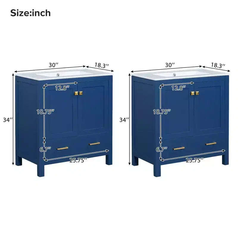 Mobile bagno a doppia lavabo 48 Vintage, con ante a chiusura ammortizzata e ripiano