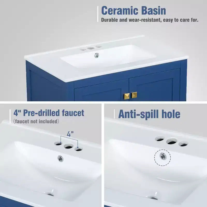 Mobile bagno a doppia lavabo 48 Vintage, con ante a chiusura ammortizzata e ripiano