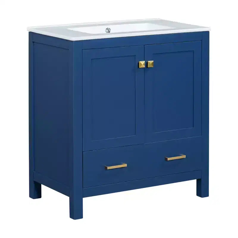 Mobile bagno a doppia lavabo 48 Vintage, con ante a chiusura ammortizzata e ripiano