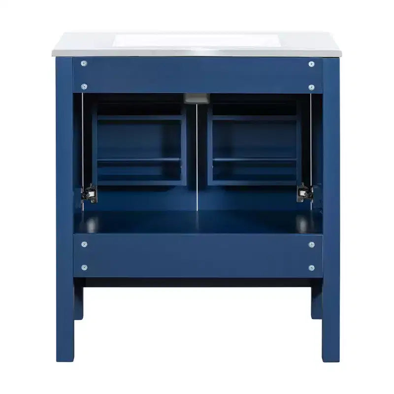 Mobile bagno a doppia lavabo 48 Vintage, con ante a chiusura ammortizzata e ripiano