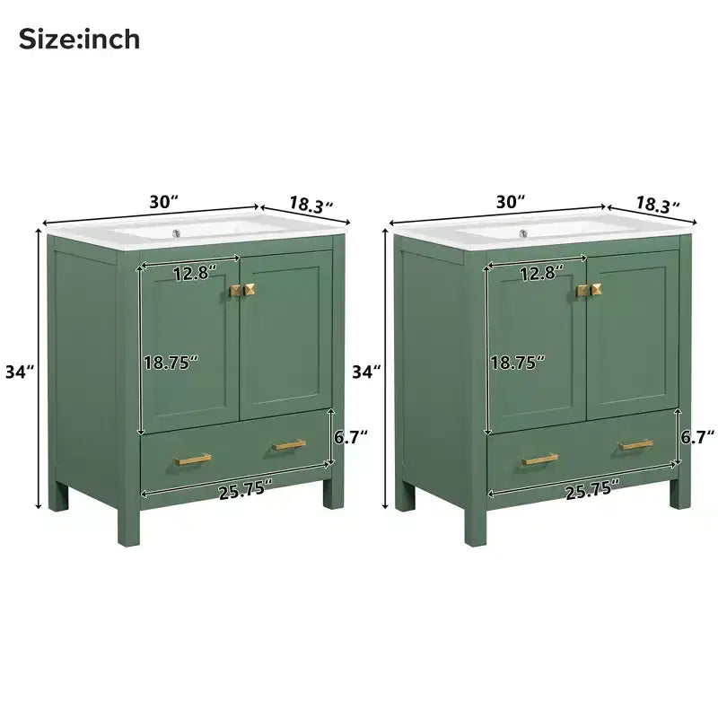 Mobile bagno a doppia lavabo 48 Vintage, con ante a chiusura ammortizzata e ripiano