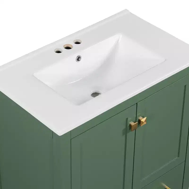 Mobile bagno a doppia lavabo 48 Vintage, con ante a chiusura ammortizzata e ripiano