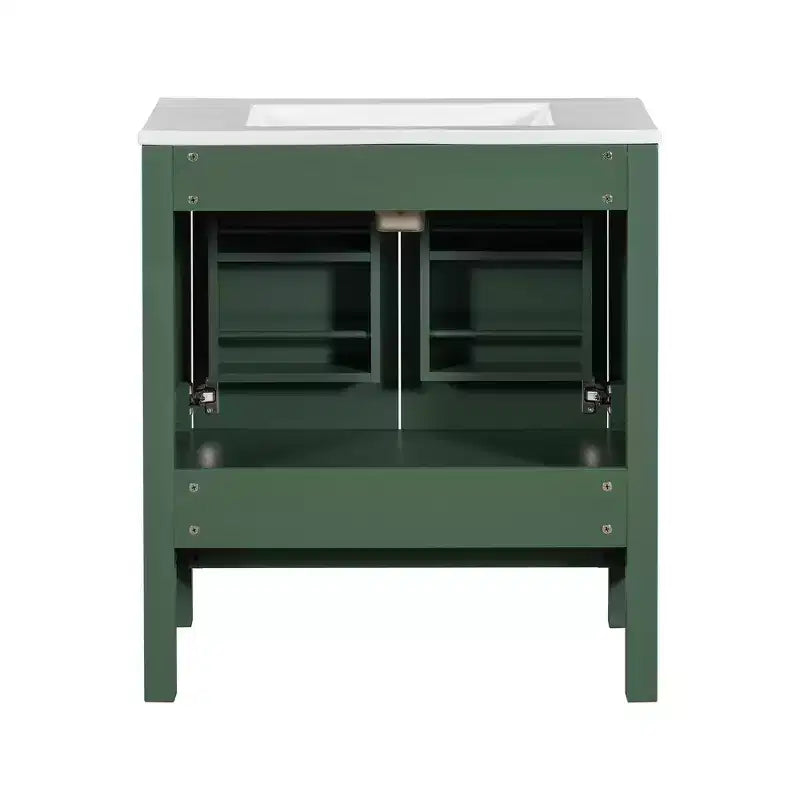 Mobile bagno a doppia lavabo 48 Vintage, con ante a chiusura ammortizzata e ripiano