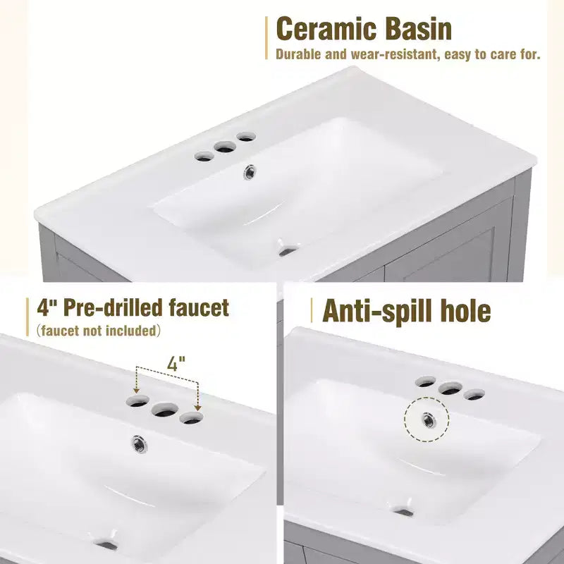 Mobile bagno a doppia lavabo 48 Vintage, con ante a chiusura ammortizzata e ripiano