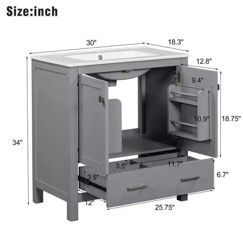Mobile bagno a doppia lavabo 48 Vintage, con ante a chiusura ammortizzata e ripiano