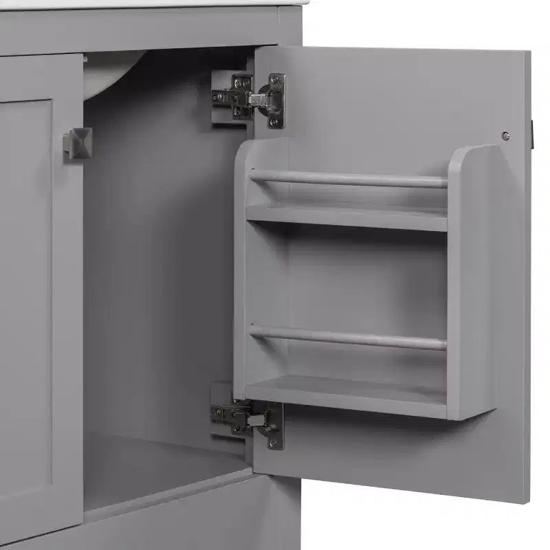 Mobile bagno a doppia lavabo 48 Vintage, con ante a chiusura ammortizzata e ripiano