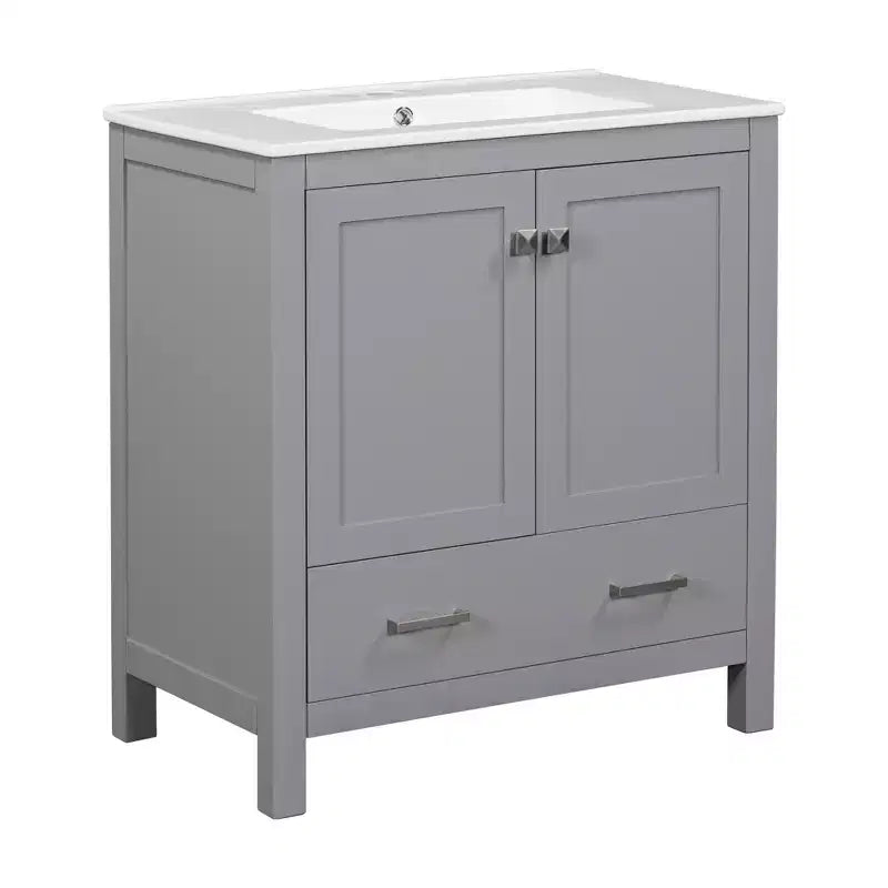 Mobile bagno a doppia lavabo 48 Vintage, con ante a chiusura ammortizzata e ripiano