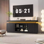 Mobile porta TV moderno da 63 pollici con prese di corrente, ripiano regolabile e contenitore, console multimediale per soggiorno