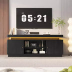 Mobile porta TV moderno da 63 pollici con prese di corrente, ripiano regolabile e contenitore, console multimediale per soggiorno