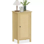 Comodino rustico con anta in rattan, tavolino laterale accentato nero con contenitore - Comodino moderno compatto per camera da letto, soggiorno, ufficio