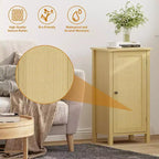 Comodino rustico con anta in rattan, tavolino laterale accentato nero con contenitore - Comodino moderno compatto per camera da letto, soggiorno, ufficio