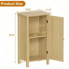 Comodino rustico con anta in rattan, tavolino laterale accentato nero con contenitore - Comodino moderno compatto per camera da letto, soggiorno, ufficio