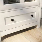 Credenza Buffet, Consolle con Ante in Vetro, Maniglie a Campana in Metallo, Ripiano Regolabile, 1 Cassetto, Credenza per Soggiorno, Cucina
