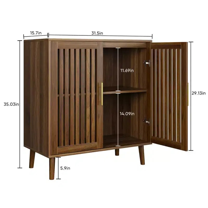 Credenza a buffet da fattoria, mobile contenitore in noce con ante a persiana, ripiani regolabili, mobiletto bar per caffè per cucina, sala da pranzo