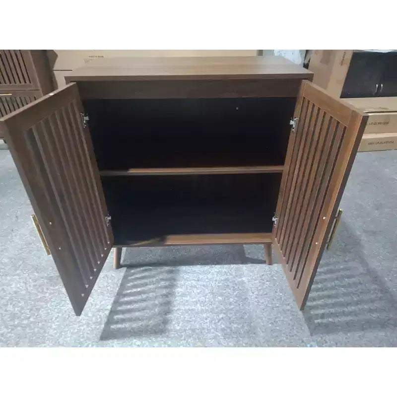 Credenza a buffet da fattoria, mobile contenitore in noce con ante a persiana, ripiani regolabili, mobiletto bar per caffè per cucina, sala da pranzo