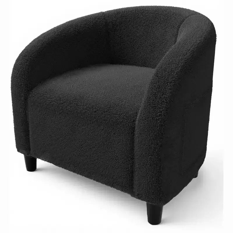 Poltrona d'accento, Poltroncine a barile in boucle accoglienti, Comoda poltrona club rotonda, Poltrona moderna con morbido cuscino, per Soggiorno, Camera da letto, Lettura