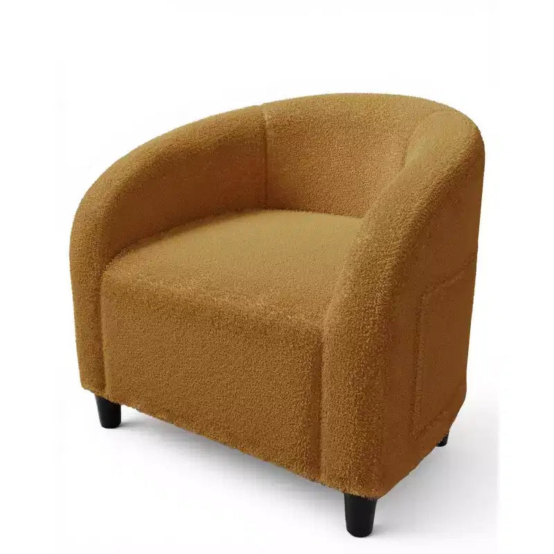 Poltrona d'accento, Poltroncine a barile in boucle accoglienti, Comoda poltrona club rotonda, Poltrona moderna con morbido cuscino, per Soggiorno, Camera da letto, Lettura