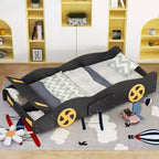 GDFStudio Dean Car-Shaped Platform Bed with Wheels and Storage
