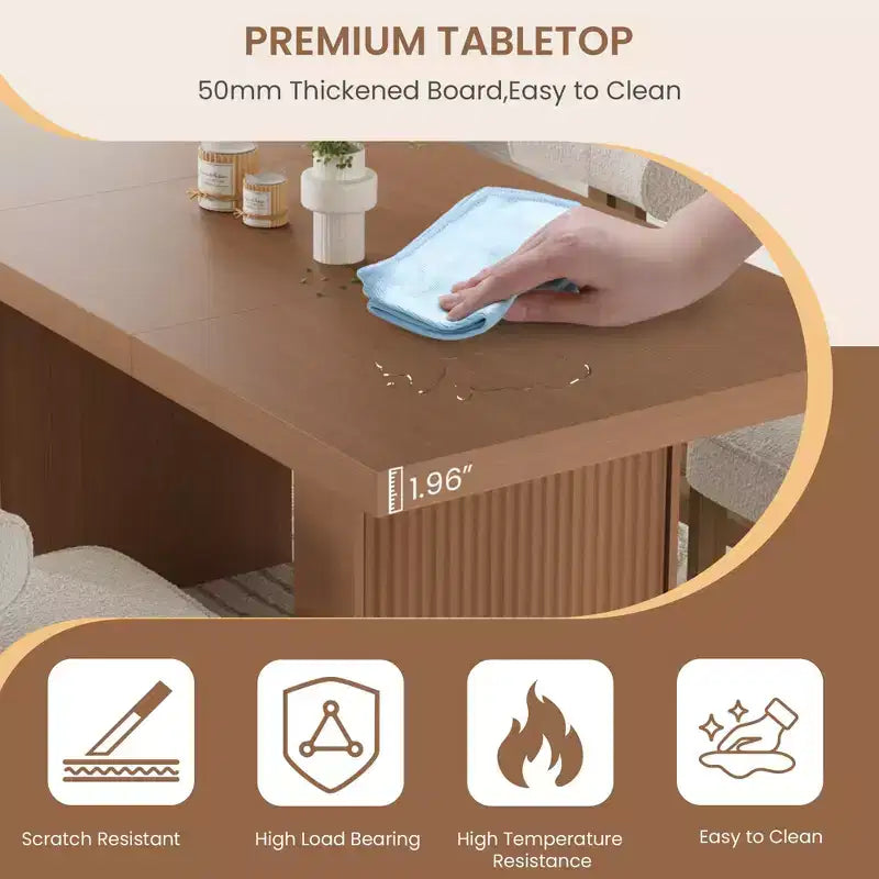 Tavolo da Pranzo 70.8 per 6 8 10, Tavolo da Pranzo Moderno con Contenitore, Tavolo da Cucina in Legno con Gambe Scanalate, Tavoli da Pranzo per Cucina Sala da Pranzo