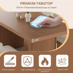 Tavolo da Pranzo 70.8 per 6 8 10, Tavolo da Pranzo Moderno con Contenitore, Tavolo da Cucina in Legno con Gambe Scanalate, Tavoli da Pranzo per Cucina Sala da Pranzo