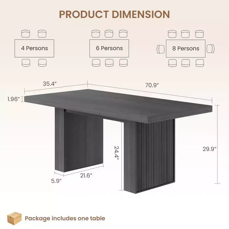 Tavolo da Pranzo 70.8 per 6 8 10, Tavolo da Pranzo Moderno con Contenitore, Tavolo da Cucina in Legno con Gambe Scanalate, Tavoli da Pranzo per Cucina Sala da Pranzo