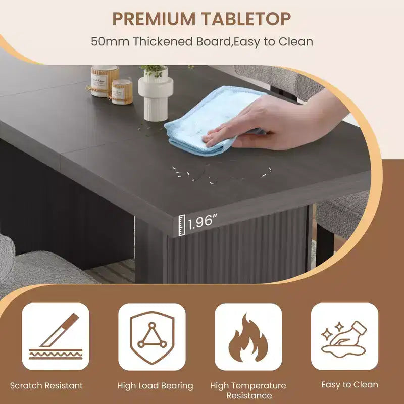 Tavolo da Pranzo 70.8 per 6 8 10, Tavolo da Pranzo Moderno con Contenitore, Tavolo da Cucina in Legno con Gambe Scanalate, Tavoli da Pranzo per Cucina Sala da Pranzo
