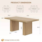 Tavolo da Pranzo 70.8 per 6 8 10, Tavolo da Pranzo Moderno con Contenitore, Tavolo da Cucina in Legno con Gambe Scanalate, Tavoli da Pranzo per Cucina Sala da Pranzo