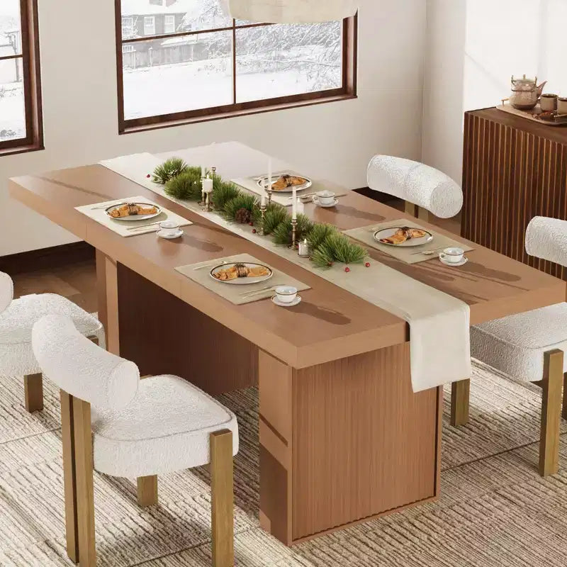 Tavolo da Pranzo 70.8 per 6 8 10, Tavolo da Pranzo Moderno con Contenitore, Tavolo da Cucina in Legno con Gambe Scanalate, Tavoli da Pranzo per Cucina Sala da Pranzo