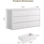 Cassettiera a 6 cassetti per camera da letto, Comò in legno largo senza maniglie, Grande cassettiera moderna per soggiorno, ingresso, corridoio
