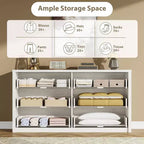 Cassettiera a 6 cassetti per camera da letto, Comò in legno largo senza maniglie, Grande cassettiera moderna per soggiorno, ingresso, corridoio
