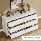 Cassettiera a 6 cassetti per camera da letto, Comò in legno largo senza maniglie, Grande cassettiera moderna per soggiorno, ingresso, corridoio