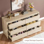 Cassettiera a 6 cassetti per camera da letto, Comò in legno largo senza maniglie, Grande cassettiera moderna per soggiorno, ingresso, corridoio