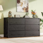 Cassettiera a 6 cassetti per camera da letto, Comò in legno largo senza maniglie, Grande cassettiera moderna per soggiorno, ingresso, corridoio