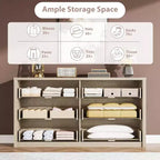 Cassettiera a 6 cassetti per camera da letto, Comò in legno largo senza maniglie, Grande cassettiera moderna per soggiorno, ingresso, corridoio