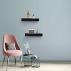 18.11 Black Floating Shelf C invisible-bracket wood wall mount, perfect bathroom/bedroom/kitchen dcor or book/plant display, easy install.