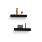 18.11 Mensola galleggiante nera in legno, con staffa invisibile, perfetta per l'arredo di bagno/camera da letto/cucina o come espositore per libri/piante, facile da installare.