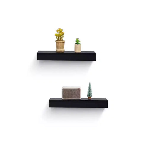 18.11 Mensola galleggiante nera in legno, con staffa invisibile, perfetta per l'arredo di bagno/camera da letto/cucina o come espositore per libri/piante, facile da installare.