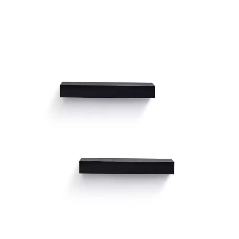 18.11 Mensola galleggiante nera in legno, con staffa invisibile, perfetta per l'arredo di bagno/camera da letto/cucina o come espositore per libri/piante, facile da installare.