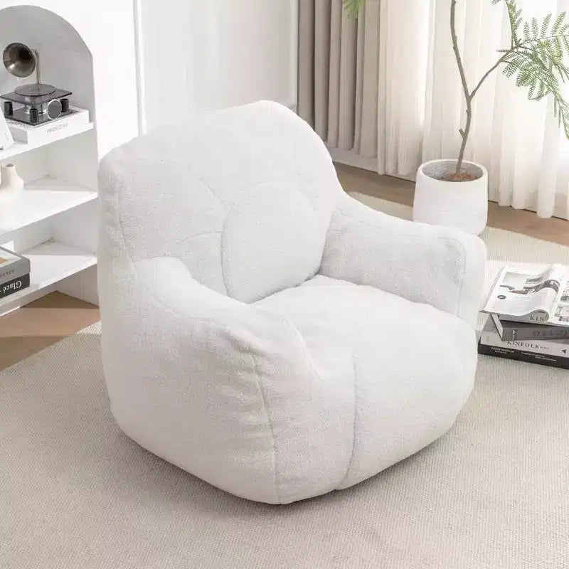 Poltrona sacco trapuntata con Memory Foam e imbottitura morbida, comoda poltrona per divano pigro per il massimo relax in soggiorno, bianca