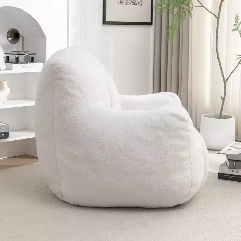 Poltrona sacco trapuntata con Memory Foam e imbottitura morbida, comoda poltrona per divano pigro per il massimo relax in soggiorno, bianca