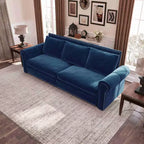 Divano letto King 3 in 1 in velluto da 93.7" con borchie e braccioli arrotolati, blu
