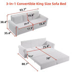 Divano letto King 3 in 1 in velluto da 93.7" con borchie e braccioli arrotolati, blu