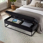 58.6 Panca Ottomana di Tendenza a Fondo Letto con Contenitore, Ottomana di Lusso in Velluto, Panca Accento Imbottita in Morbida Schiuma con Gambe in Ferro, Capacità 227 kg