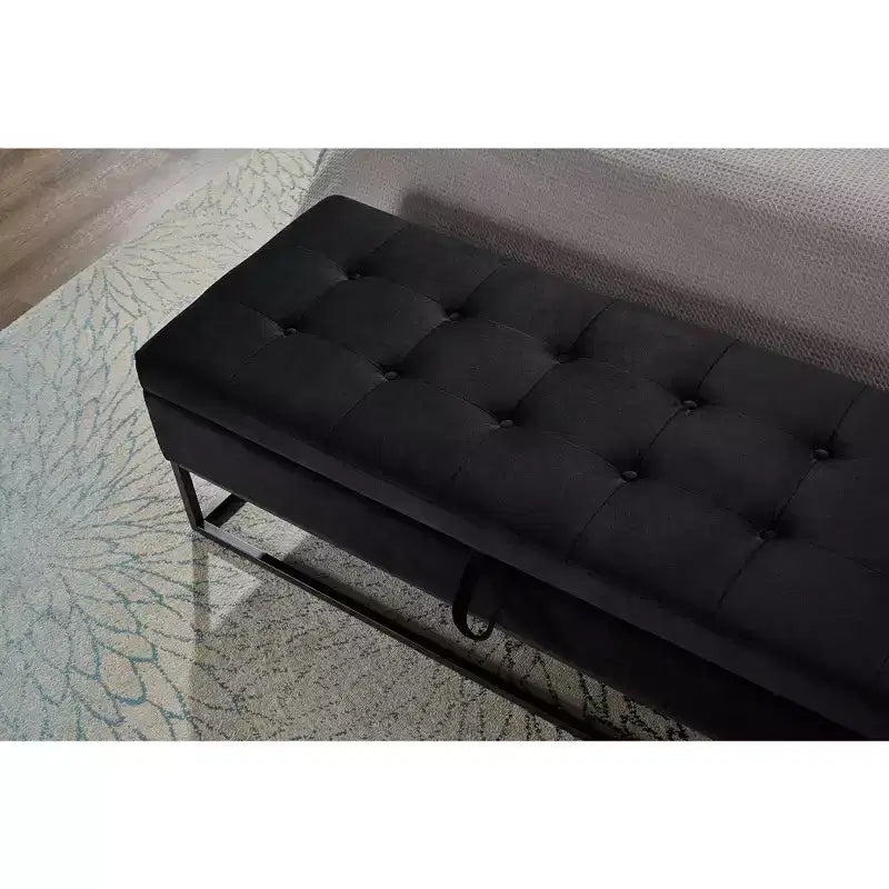 58.6 Panca Ottomana di Tendenza a Fondo Letto con Contenitore, Ottomana di Lusso in Velluto, Panca Accento Imbottita in Morbida Schiuma con Gambe in Ferro, Capacità 227 kg