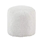 Poggiapiedi Pouf 17H in Ecopelliccia per Soggiorno, Sgabello Rotondo Antiscivolo a Sacco, Capacità 136 kg, Bianco sporco
