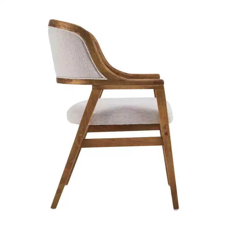 Sedie da pranzo imbottite in legno di gomma Rosa Mid-Century Modern (set da 2)
